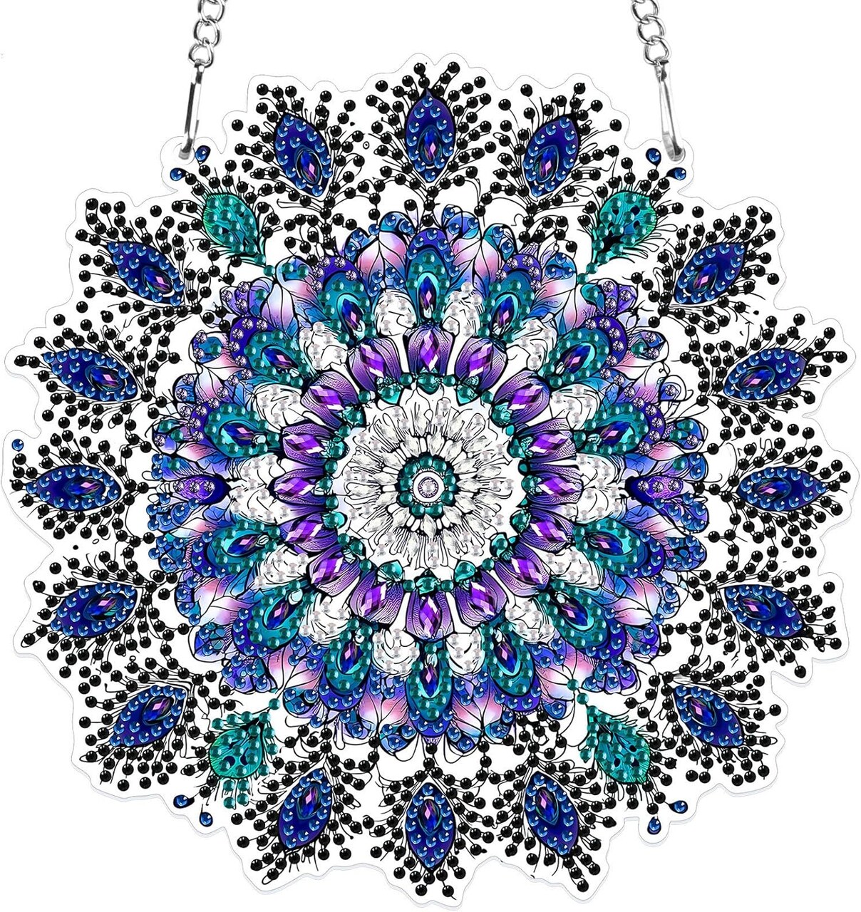 Mandala Flower Special-Shaped Diamond Painting Hanging Kit – 3D Crystal Rhinestone Acrylic Gem Art Pendant, DIY Double-Sided Diamond Art Ornament for Home Décor & Gifts